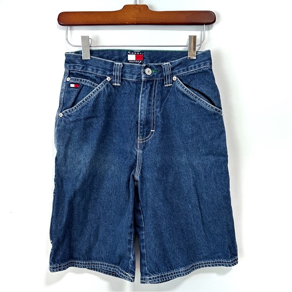 Vintage Tommy Hilfiger Denim Shorts Blue Jean Boy’s Size 10 Carpenter Logo Y2K